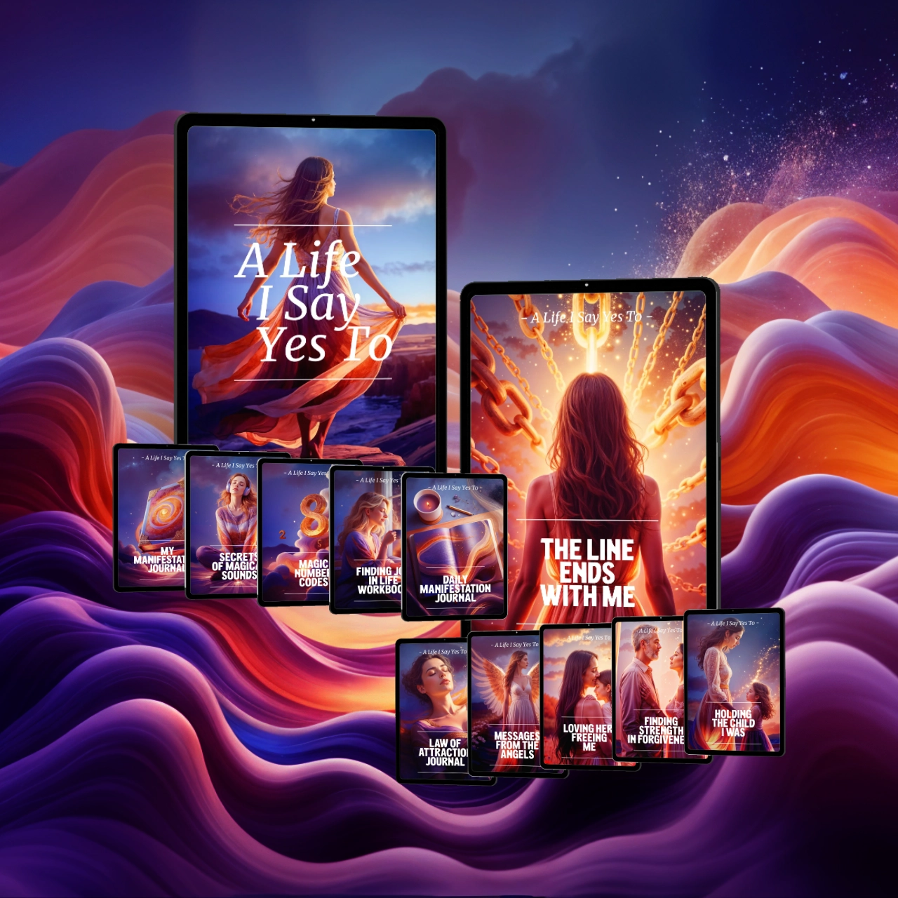 A Life I Say Yes To, Dreams To Manifest, manifesting the life you truly want, break patterns, transform your life, real techniques that work, change your reality, release inherited patterns, manifestation journal, guided workbook, law of attraction, healing and emotional balance, connect with angels, daily manifestation, clear intentions, manifestation tools, simple principles for manifestation.